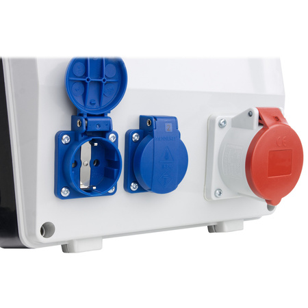 Geschützter Baustromverteiler TD-S/FI SKH 16A 2x230V mit 5x4mm2 Kabel Mennekes-Steckdosen Doktorvolt DV-9795-D