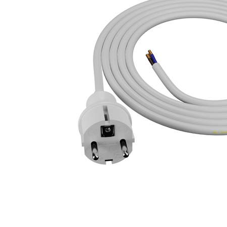 Anschlusskabel 2m IP44 mit geradem Stecker 250V 16A 3x1,5 mm² H05VV-F PP-40H Weiß W-98381