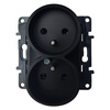 Doppelsteckdose mit Erdung 2x 2P+E franz. System schwarz Niloe Step Legrand 863532
