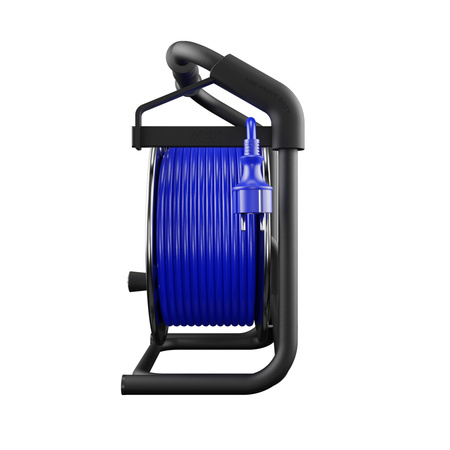 Kabeltrommel 40m HEAVY LINE 3x2,5mm Blau mit Metalltrommel 4x 230V-Steckdosen W-99463