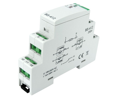 Bistabiles Relais Gruppenrelais Lichsteurung Stromstoßrelais Sequenzrelais F&F BIS-412 230V