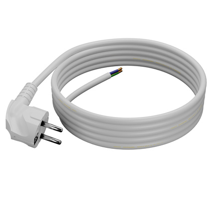Anschlusskabel 3m mit Winkelstecker Uni-Schuko 250V 16A 3x1,5 mm² OMY PP-50 Weiß W-97181