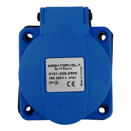 Einbausteckdose 230V 16A IP54 Steckdose Anbausteckdsoe blau französisches System TpE 3101-326-0900