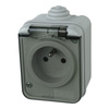 Steckdose belgisch/französisches System m. Klappdeckel Aufputz IP44 grau M-L 1592.FR