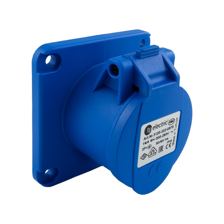 Einbausteckdose 230V CEE Camping Steckdose 230V 16A 3P 75x75 mm VDE TP Electric 3120-322-0975