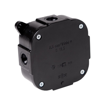 Abzweigkasten Aufputz-Feuchtraum Verbindungsdose ohne Klemmen Abzweigdose schwarz 88x88x40 mm Viplast 074-05