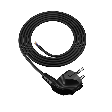 Anschlusskabel 1m mit Winkelstecker Uni-Schuko 250V 16A 3x1 mm² OMY PP-50 Schwarz W-97164