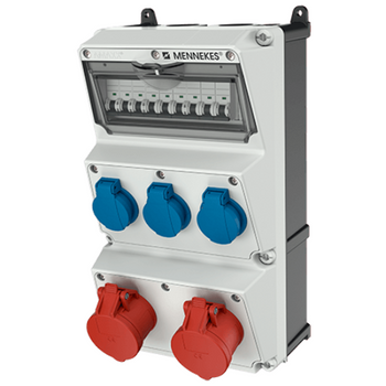 Wandverteiler AMAXX Stromverteiler 16A 3x230V IP44 CEE Schuko EAC Mennekes Steckdosen-Kombination 930003