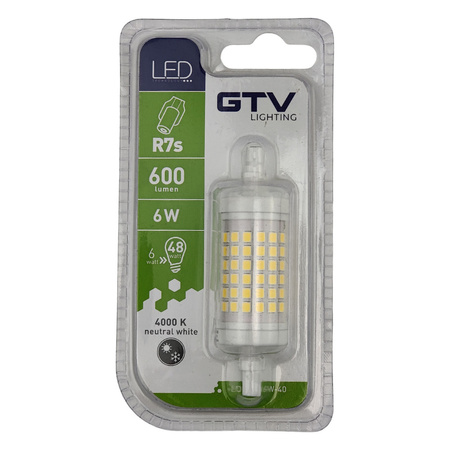 LED Leuchtmittel 4000K R7s 6W 600lm Birne Lampe Glühbirne Stiftsockel GTV LD-J7806W-40