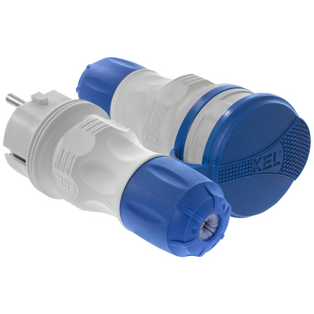 Anschlussset mit Stecker WT-54 und Kupplung GN-44 250V Schuko grau-blau W-98864