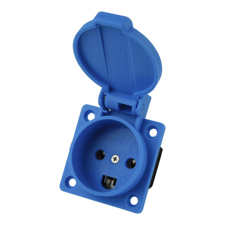 Einbau Anbau Steckdose 16A dänisch System 230V blau rückw. Anschluss PCE 1030-0b PCE 1030-0B