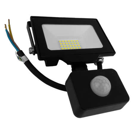 LED Außenstrahler mit Bewegungsmelder 20W GTV Flutlicht schwarz IP65 Außenwandstrahler 2000lm GT-GCR20W-64