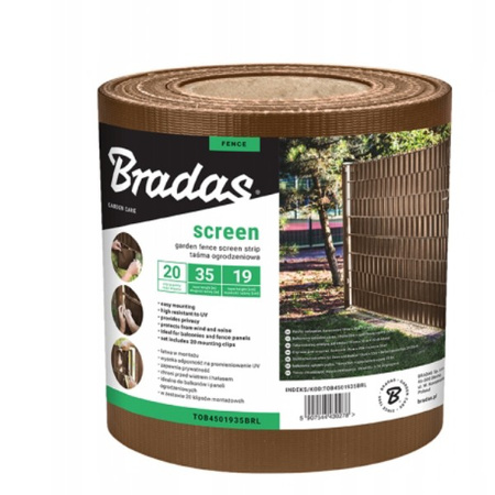 Zaunband 19cmx35m braun Zaun- Palisadenband Sichtschutz Lärmschutz BRADAS TOB4501935BRL