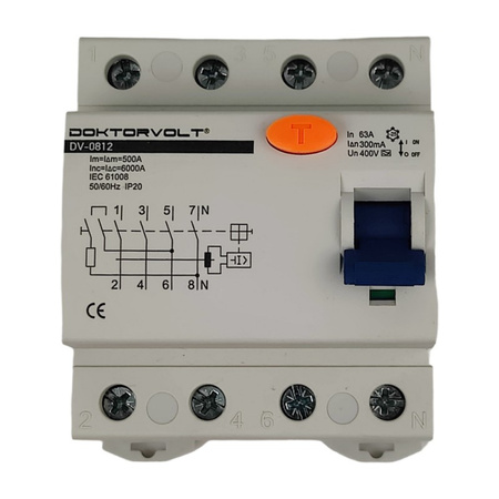 Doktorvolt Fehlerstromschutzschalter Typ A 300mA 63A 4P RCD DV-0812