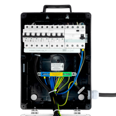 Baustromverteiler 16A 32A CEE 4x230V mit Stecker und Kabel TGD-S/FI Stromverteiler Wandverteiler mit VDE Sicherungen Doktorvolt DV-6043-D