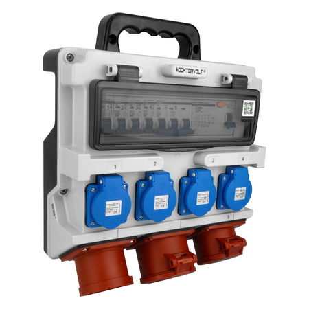 Baustromverteiler 16A 32A 4x230V FI-Schalter LS-Schalter Stromverteiler mit CEE-Stecker Doktorvolt TR-S/FI DV-5305-D