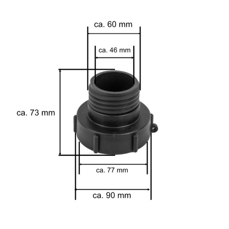IBC Adapter Reduzierung DN80 S80 auf S60x6 AG Tank Anschluss Bradas IBCS80F-MS60