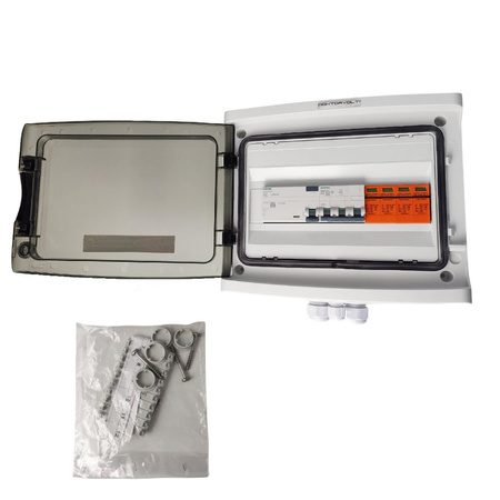 Doktorvolt Solar Anschlusskasten Photovoltaik AC SIEMENS 3P B10A 25A 300mA Überspannungsschutz T2 DV-0737-FOT