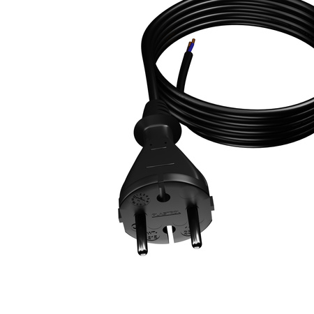 Anschlusskabel 3m mit geradem Stecker TYP E 230V 16A 2×1 mm² H07RN-F PP-21 Schwarz W-97256
