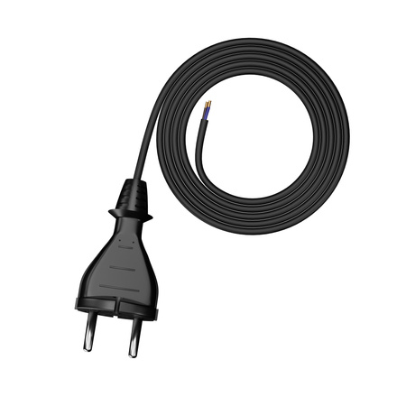 Anschlusskabel 1,5m mit geradem Stecker 230V 16A TYP E 2×1 mm² H05VV-F PP-21 Schwarz W-98336