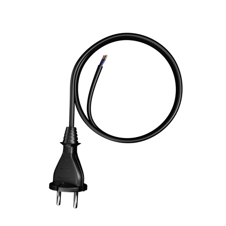 Anschlusskabel 3m mit geradem Stecker TYP E 230V 16A 2×1,5 mm² H05RR-F PP-21 Schwarz W-97193