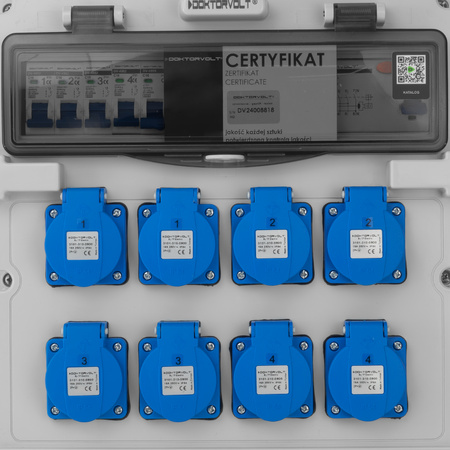 Baustromverteiler 2x16A 32A CEE 8x230V Stromverteiler Mobilverteiler mit Kabel Doktorvolt TR-S/FI DV-5022-D