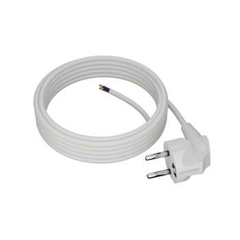Anschlusskabel 5m mit Winkelstecker Uni-Schuko 250V 16A 3x1 mm² OMY PP-50 Weiß W-97173