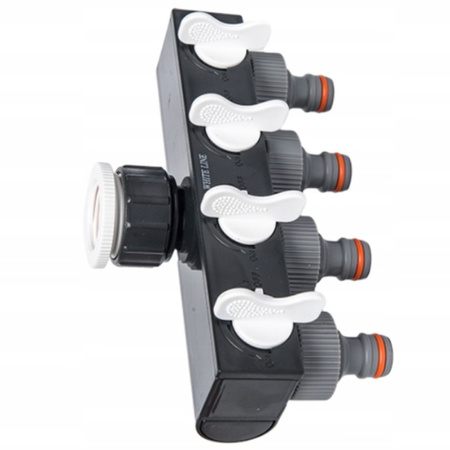 4 Wege-Verteiler Wasserverteiler Schlauchverteiler Regelbar für 1" Hahn mit 3/4" Adapter BRADAS WL-3033K