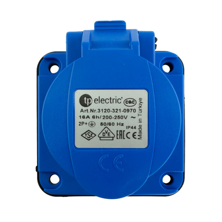 Einbausteckdose CEE 230V Camping 16A 3P 70x70 mm VDE TP Caravan Steckdose Electric 3120-321-0970