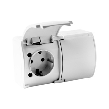 2-fach Steckdose Schuko IP44 Schukodose Doppelsteckdose mit Klappdeckel weiß 182-01-DRV