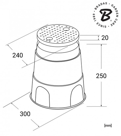 Ventilbox Ventilkasten mit Deckel Bewässerung rund groß 30cm 6828