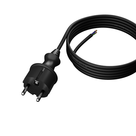 Anschlusskabel 4m IP44 mit geradem Stecker 250V 16A 3x1 mm² H05VV-F PP-40H Schwarz W-98376