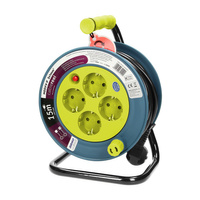 Kabeltrommel Verlängerungskabel MINI limette 3x1mm² 15m 4x2P+E Schuko OR-AE-1339/L(GS)
