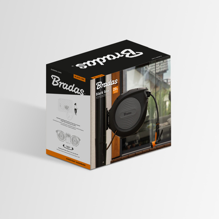 Schlauchtrommel 20m 1/2'' Schlauchbox Schlauchaufroller schwenkbar Wasserschlauchtrommel automatischer Aufroller Gartenschlauch schwarz Bradas ECO-W1B20