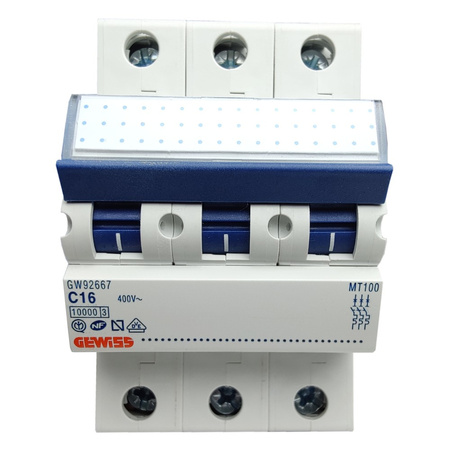 GEWISS Leitungsschutzschalter C16A 3P 10kA VDE PR63 Sicherungsautomat GW92667