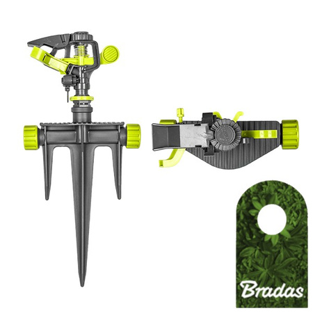 Impuls Kreisregner mit Erdspieß Sprinkler bis 539m² Rasensprenger Sektorenregner BRADAS LE-6105