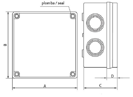 Industriegehäuse PH-2A.1 Abzweigdose hermetische Abzweigkasten E-P 28.21
