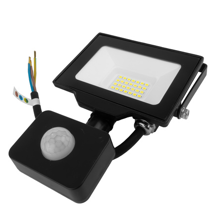 LED Außenstrahler mit Bewegungsmelder 20W GTV Flutlicht schwarz IP65 Außenwandstrahler 2000lm GT-GCR20W-64