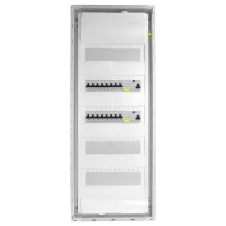 Sicherungskasten Unterputz Verteilerkasten 5-reihig 60 Module 14xMCB 2xRCCB VDE Unterverteilung verdrahtet Verteilerschrank mit Sicherungen 880,50x348x94,5mm Hager Hohlwand Verteiler Abzweigklemmen Doktorvolt  DV-6272-PT