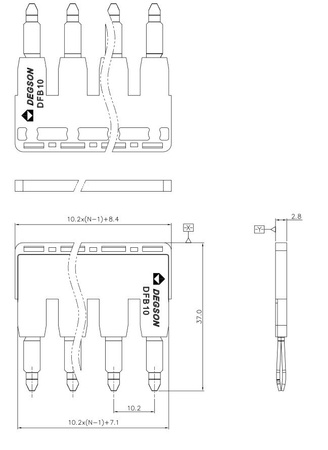 Einlegebrücke Steckbrücke Querverbinder 3-polig für Reihenklemme DS10 DGN DFB10-03P-11-00A(H)