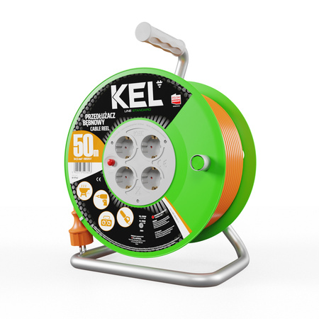 Kabeltrommel 50m 4 Steckdosen 230V 16A Schuko 3680 W W-97542