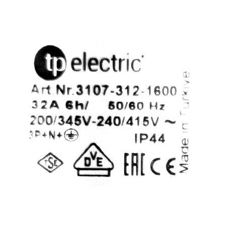 Aufputz Wandstecker CEE 5P 32A 400V IP44 VDE TP Electric 3107-312-1600