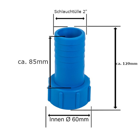 IBC Adapter IG S60x6 Schlauchtülle 2" drehbar für IBC Container Bradas IBCS60F-H200MT