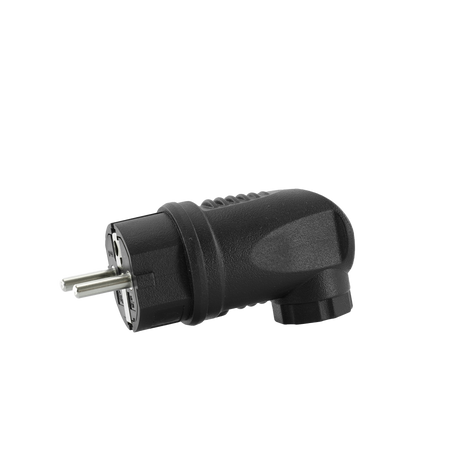 Hermetische Winkelstecker 230V 2P+E IP44 16A schwarz Typ E W-89998