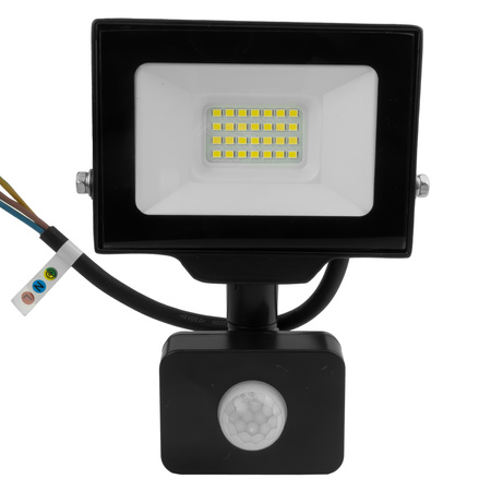 LED Außenstrahler mit Bewegungsmelder 20W GTV Flutlicht schwarz IP65 Außenwandstrahler 2000lm GT-GCR20W-64