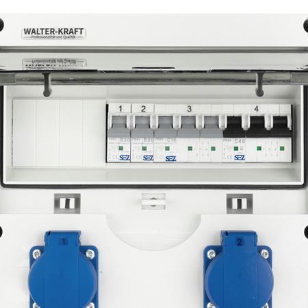 Baustromverteiler 32A 16A 2x230V Schuko System Stromverteiler Mennekes-Steckdosen Walter-Kraft KW-0003-D