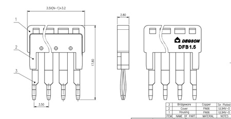 Einlegebrücke Steckbrücke Querverbinder 10-polig für Reihenklemme DS1.5 DGN DFB1.5-10P-11-00A(H)