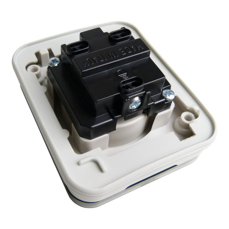 Steckdose belgisch/französisches System m. Klappdeckel Aufputz IP44 grau M-L 1592.FR