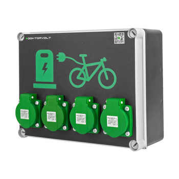 Fahrradladestation für E-Bikes 4x230V Schuko IP54 Elektro Ladegerät Stromverteiler Ladepunkt für Stadt Parkplatz öffentlichen Bereich Doktorvolt DV-5848