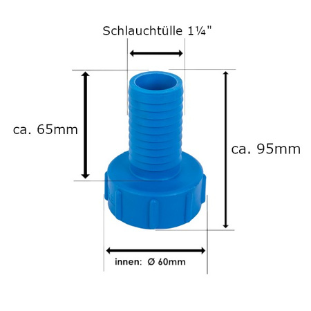 IBC Adapter IG S60x6 mit 1 1/4" Schlauchtülle für Regenwassertank IBC Container Bradas IBCS60F-H114